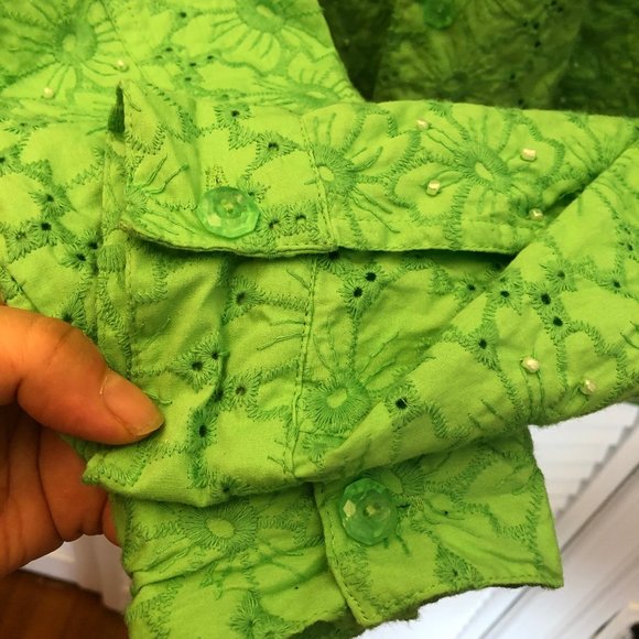 Quacker Factory green jacket with pearls, L - Picture 6 of 12